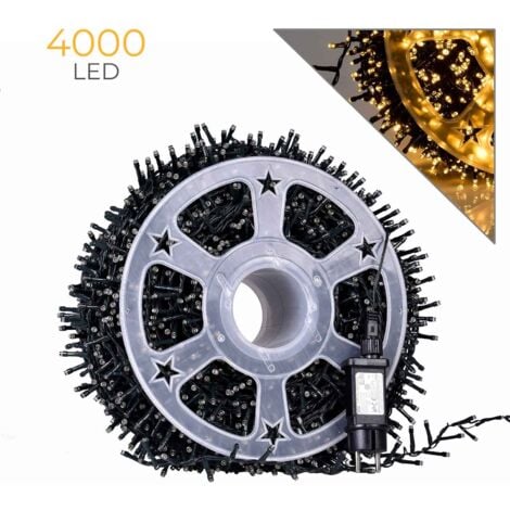 PARTENOPEA UTENSILI CATENA LUMINOSA 4000 LED CALDA DA 100 METRI CON CAVO VERDE - ILLUMINAZIONE DECORATIVA PER INTERNI ED ESTERNI IP44 CON 8 GIOCHI DI LUCE PER NATALE E FESTE