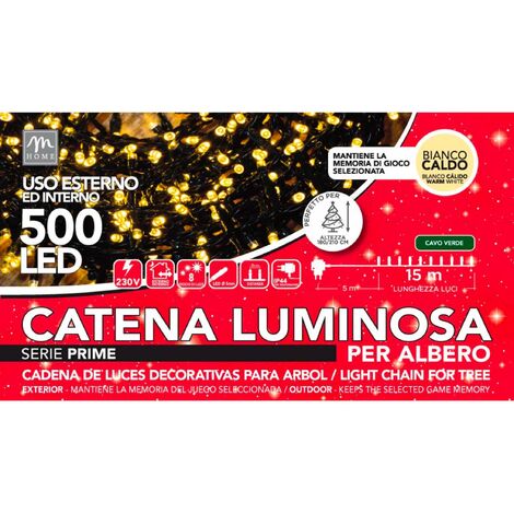 Catena con 96 Luci Led Bianco Satinato Caldo, Controller 8 Giochi