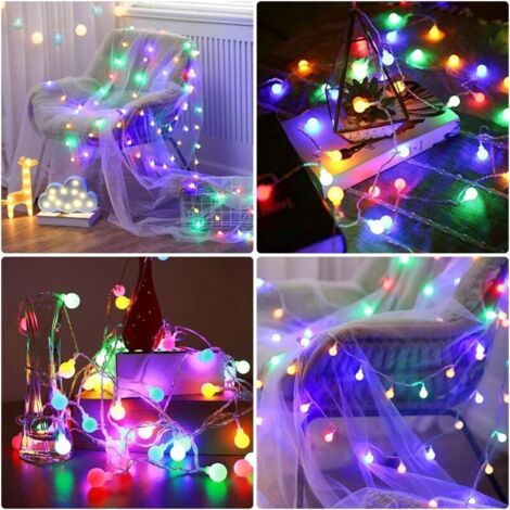 Catena luminosa a LED da 10 metri con 100 sfere RGB multicolore, luci sferiche RGB, 100 sfere LED, 8 modalità di illuminazione, impermeabile IP44, ideale per decorazioni interne ed esterne.