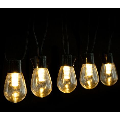 Catena luminosa a Led decorativa a energia solare 10 metri 20 lampadine trasparenti Bianco caldo Aigostar