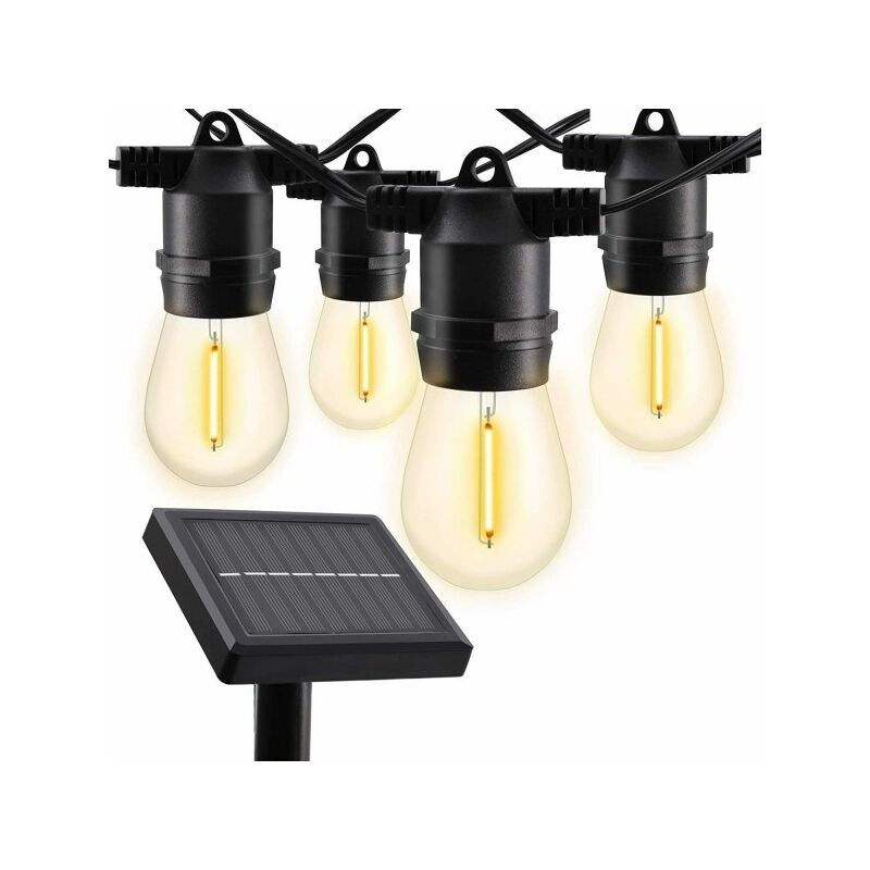 Image of Trade Shop - Catena Luminosa a Led Energia Pannello Solare Con 10 Lampadine Luce Calda 4,5 Mt