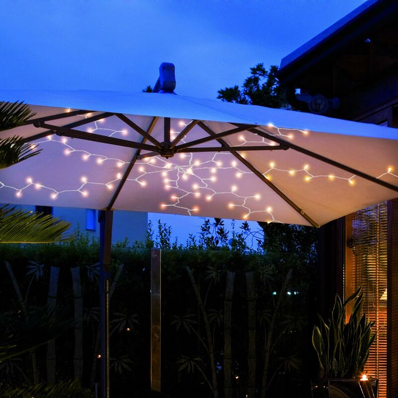 Image of Catena luminosa a led per esterni lampada da giardino catena luminosa per feste, plastica trasparente, 120x 198lm 2700K bianco caldo, IP44, l 100 cm