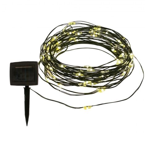 CATENA LUMINOSA CON PANNELLO SOLARE 100 GOCCE DI LED BIANCO CALDO