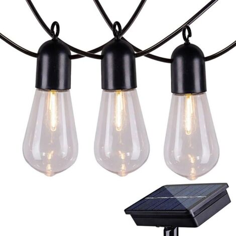 CATENA LUMINOSA DA ESTERNO INTERNO SOLARE 10 LAMPADINE BIANCO CALDO 2700K LED