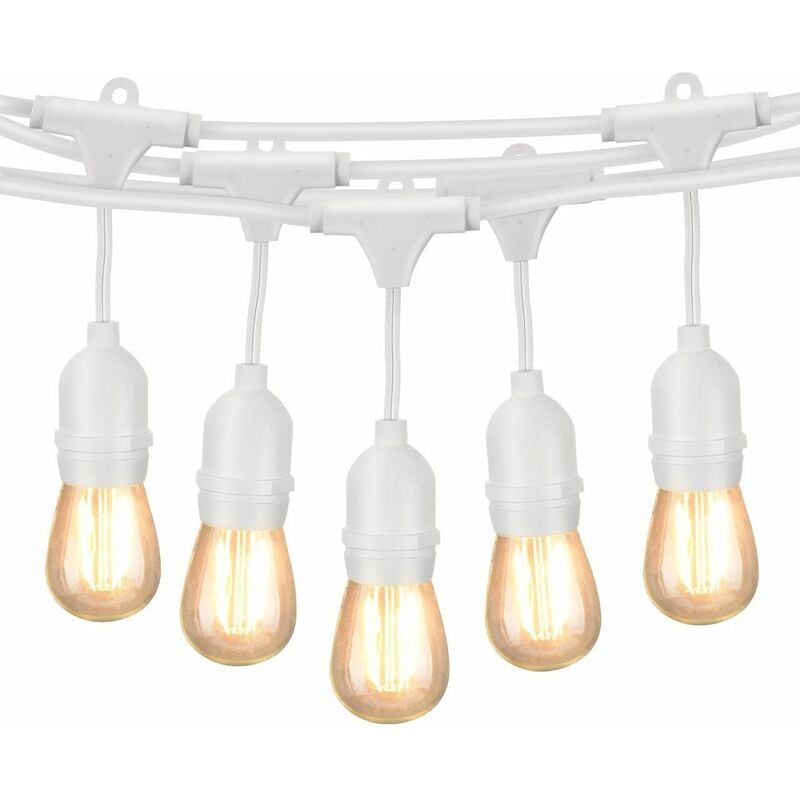 Image of Trade Shop Traesio - Catena luminosa da esterno modulare 10 lampadine E27 cavo 10 metri IP65 - bianco