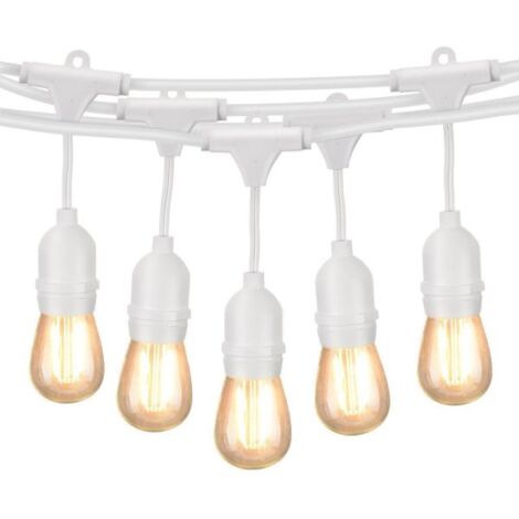 Catena luminosa da esterno modulare 10 lampadine E27 cavo 10 metri IP65 - BIANCO