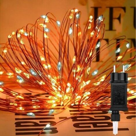 Catena luminosa di 300 Micro LED luci di Natale caldo fisso e bianco freddo intermittente per esterni e interni