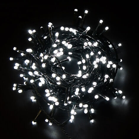 Catena Luminosa di Natale a 200 LED con 8 giochi di Luce per uso Interno/Esterno (Luce Bianca)