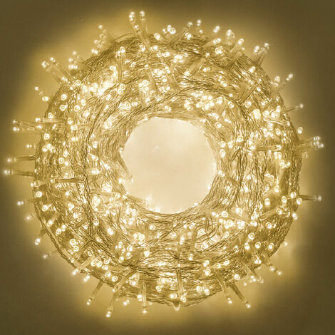 Catena Luminosa di Natale a 300 LED con 8 giochi di Luce per uso Interno/Esterno (Luce Calda)