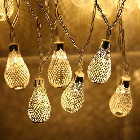 Catena Luminosa di Natale a Forma di Goccia a 15 LED con Luce fissa e intermittente per uso Interno (Luce Calda)