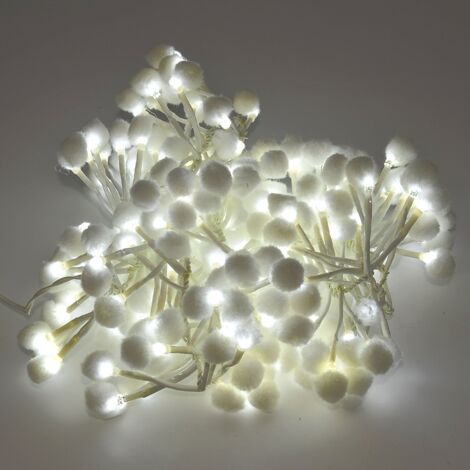 Catena luminosa di natale filo con palline bianche luci fredde filo bianco per uso interno 192 luci