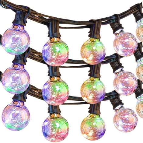 Catena Luminosa Esterno 10MT IP44 con 30 Lampadine Multicolore Pannello Solare