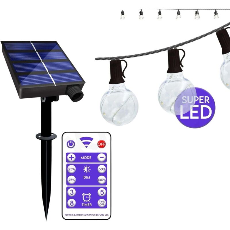 Catena Luminosa Esterno Solare LED 8M IP54 Impermeabile 20 Luci 7 Giochi di Luce