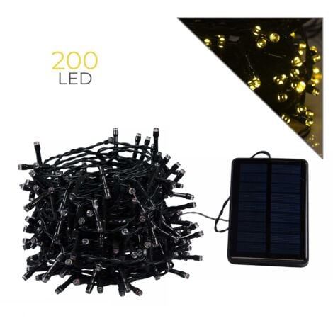 WISDOM LED DA ESTERNO 200 LED 14 METRI A LUCE CALDA CON RICARICA SOLARE - MODALITA' PERSONALIZZATE E RESISTENZA IP44 PER DECORAZIONI NATALIZIE E GIARDINO