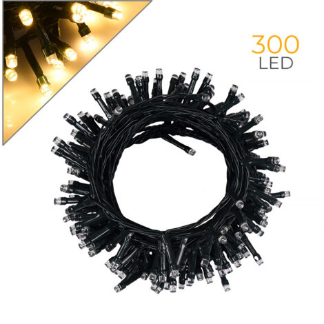 Catena luminosa led Natale 300 led 15mt serie luminosa natalizie per esterno interno albero feste cavo verde decorativa  Calda