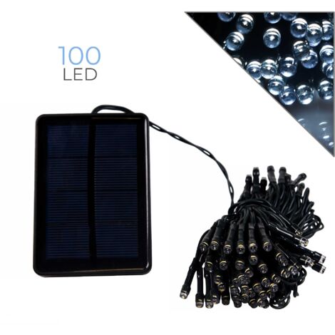 CATENA LUMINOSA LED SOLARE 7 METRI CON 100 LUCI BIANCHE - IDEALE PER DECORAZIONI NATALIZIE DI ALBERI GIARDINI E PIANTE