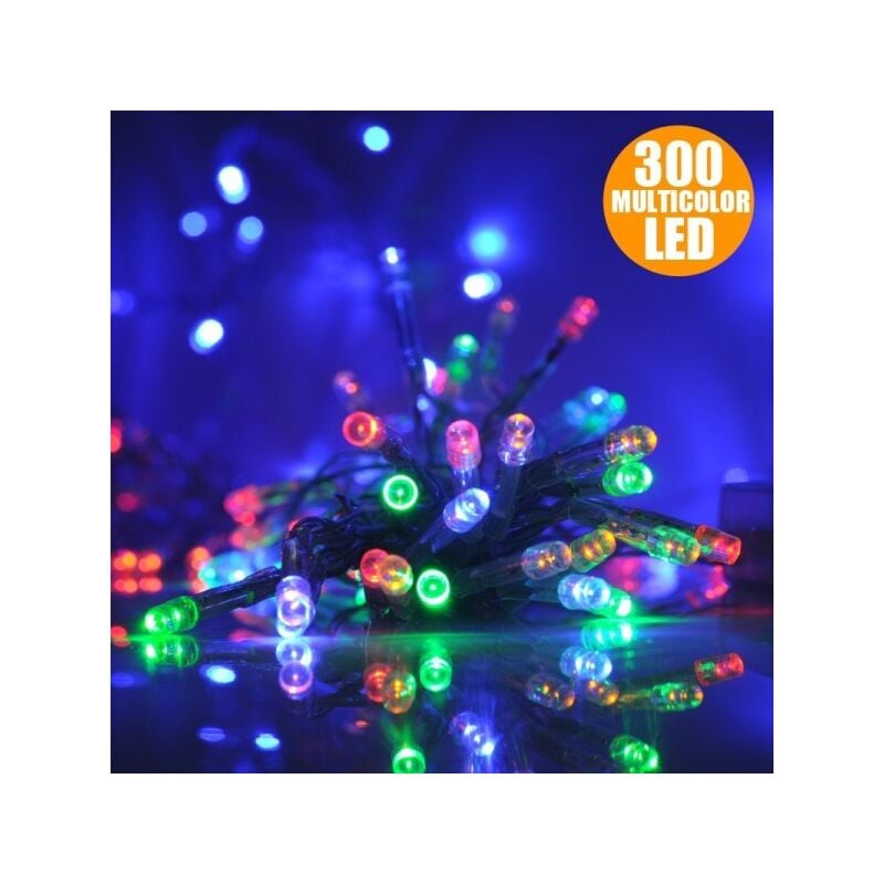 Image of Trade Shop - Catena Luminosa Natale 300 Led Multicolor Per Interno Ed Esterno Decorazioni