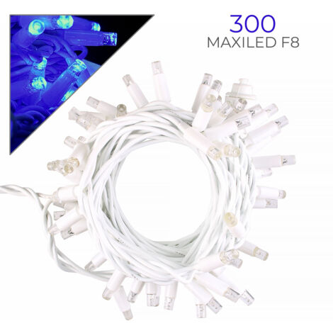 CATENA LUMINOSA NATALIZIA 30 METRI CON 300 MAXI-LED LUCI BLU FISSE E BIANCHE FLASH - EFFETTO CIELO STELLATO IDEALE PER DECORAZIONI ESTERNE