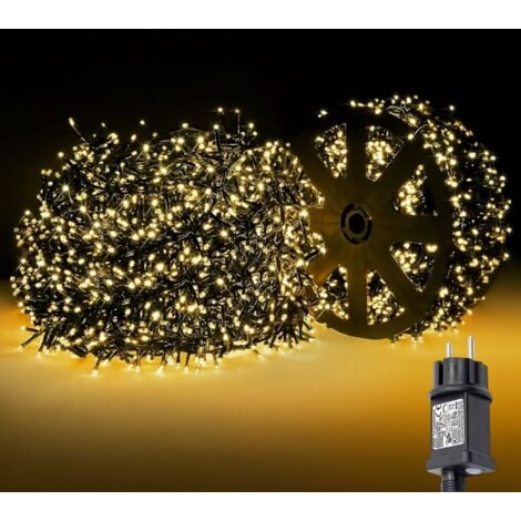 PARTENOPEA UTENSILI Catena luminosa natalizia con 4000 led luce calda 100mt di catena 36V cavo verde ideale per illuminare a Natale spazi esterno interno albero e balconi con 8 giochi