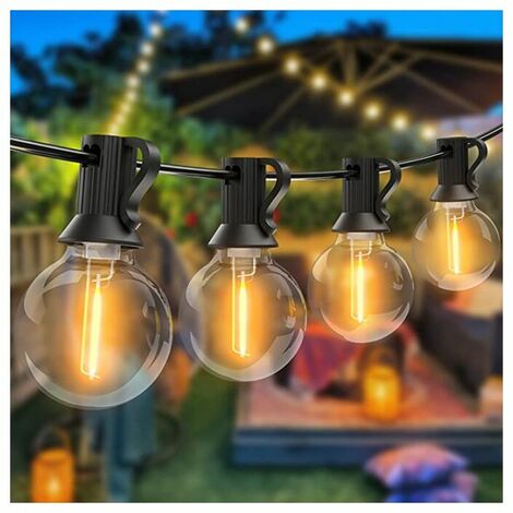 Catena Luminosa per Esterni, Luci Festive a LED G40 da 15 m 50 + 2 Lampadine di Ricambio, Catena Luminosa per Esterni Impermeabili, Catena Luminosa Decorativa Staccabile per Giardino, Festa, Serata, P