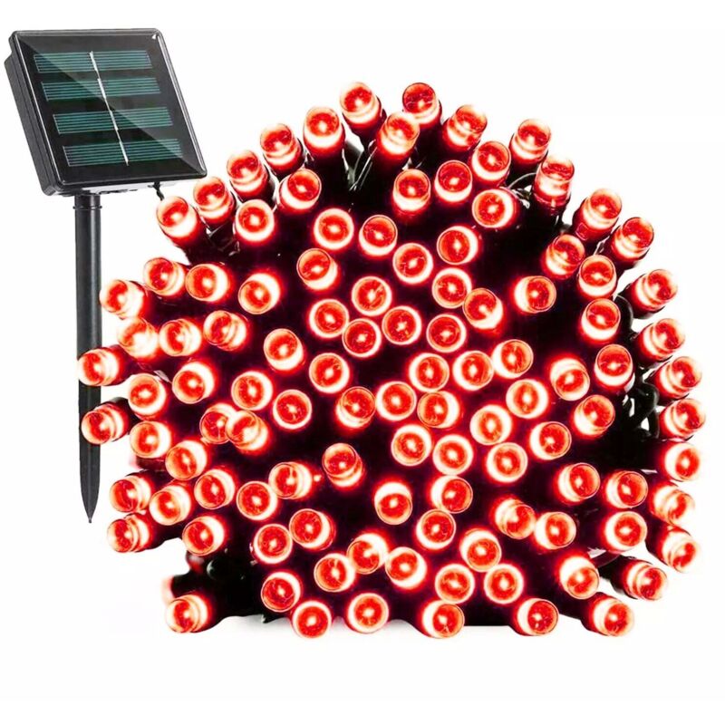 Catena Luminosa Solare 7M 100 LED Colorate per Esterno, 8 Modalità vari colori disponibili Rosso