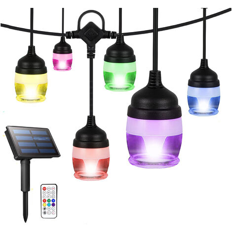 Catena Luminosa Solare 9MT RGB 12 Lampadine Stringa Decorativa Luci Di Natale