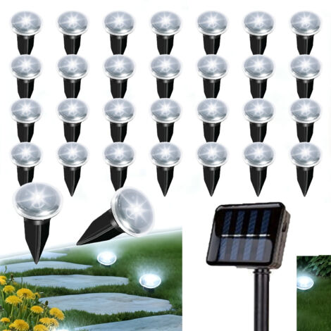 Catena luminosa solare da esterno da 7,8 m, 30 LED, luce solare per vialetti, IP65, adatta per giardini, prati, patii e sentieri (6500K).