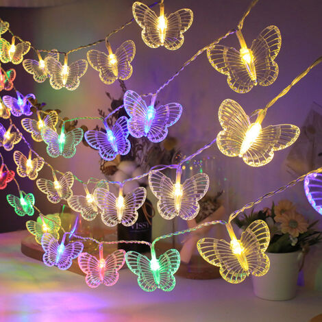 Catena luminosa solare impermeabile da 9,5 m con 50 LED a forma di farfalla multicolore per esterni, giardino, patio e paesaggistica - Illuminazione d'atmosfera ecologica-lsw