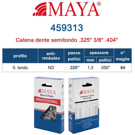 Catena Motosega .325" - 1,3 mm .050" - 64 maglie Prof. S.tondo senza antirimbalzo 459313