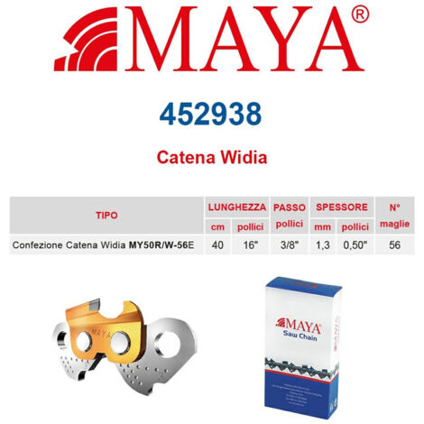 Catena motosega confezionata in Widia LP 3/8&quot 1.3 mm - .050&quot 56 maglie con antirimbalzo - 452938