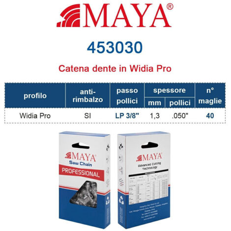 Catena Motosega LP 3/8" - 1,3 mm .050" - 40 maglie Prof. Widia Pro con antirimbalzo 453030