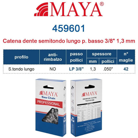 Catena Motosega LP 3/8" 1,3 mm .050" - 42 maglie Prof. S.tondo lungo profilo basso senza antirimbalzo 459601