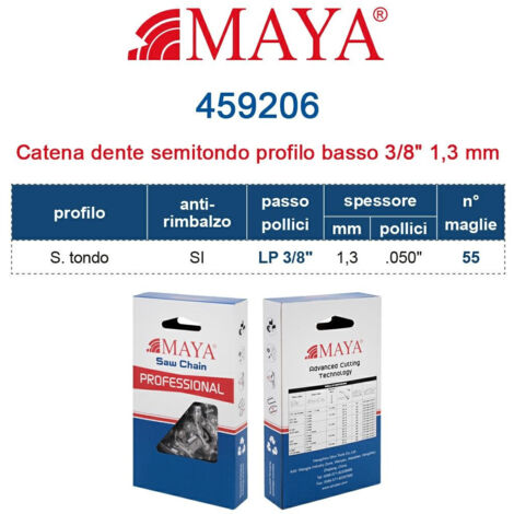 Catena Motosega LP 3/8" - 1,3 mm .050" - 55 maglie Prof. S.tondo profilo basso con antirimbalzo 459206
