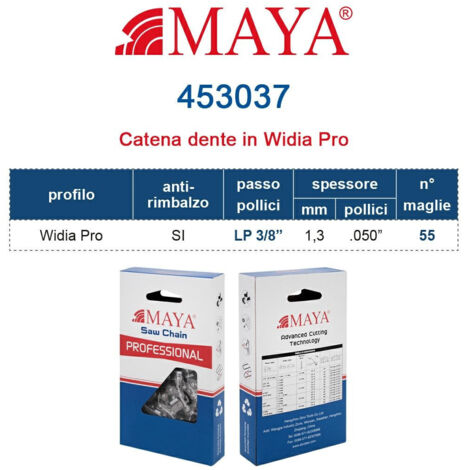 Catena Motosega LP 3/8" - 1,3 mm .050" - 55 maglie Prof. Widia Pro con antirimbalzo 453037