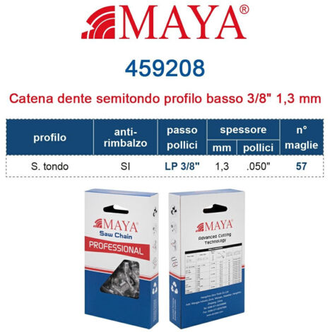 Catena Motosega LP 3/8" - 1,3 mm .050" - 57 maglie Prof. S.tondo profilo basso con antirimbalzo 459208