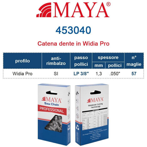 Catena Motosega LP 3/8" - 1,3 mm .050" - 57 maglie Prof. Widia Pro con antirimbalzo 453040