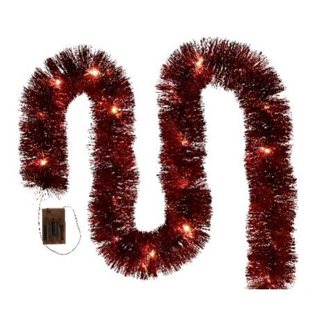 Catena per albero di Natale rossa, a batteria, PER ALBERO DI NATALE, 6 metri