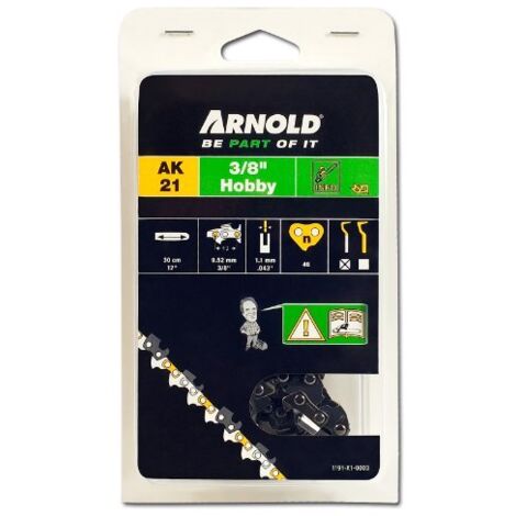 Catena per motosega 3/8", 1,1 mm - 46 maglie di trasmissione - taglienti semicircolari Arnold