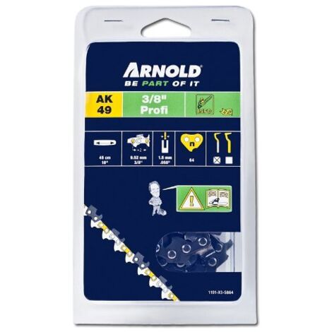 Catena per motosega 3/8", 1,5 mm, 64 maglie anticontraccolpo - tronchesi semitondi Arnold