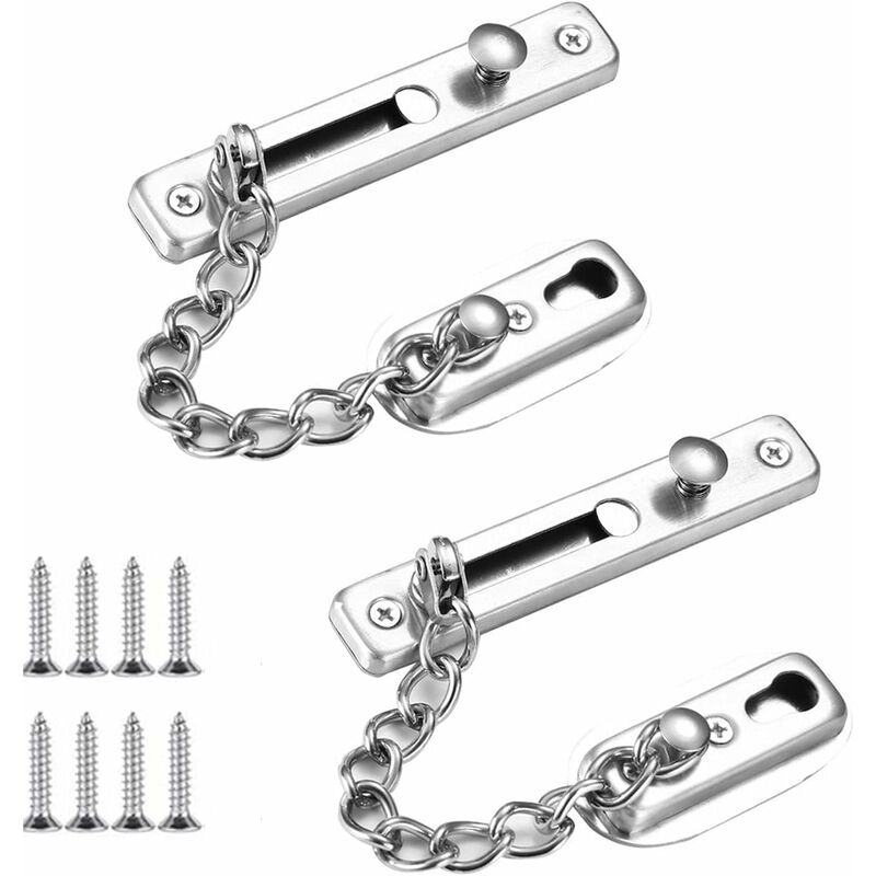Image of Fortuneville - Catena per porta in acciaio inossidabile 2 pezzi, catena di protezione per chiavistello, catena per serratura di sicurezza antifurto