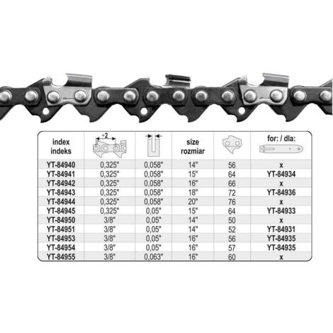 CATENA PER SEGA YATO 35 cm (14"") .325