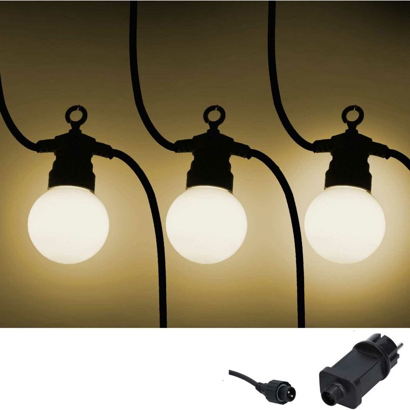 Catena plastica 5m 10 lampadine bianco caldo opaco...