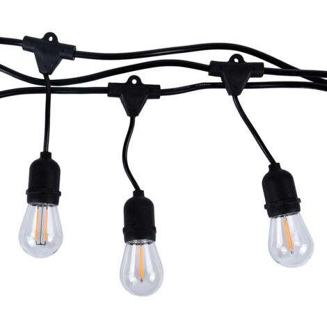 main image of "Catena portalampade led per esterno giardino E27 da 10 metri con 10 bulbi"