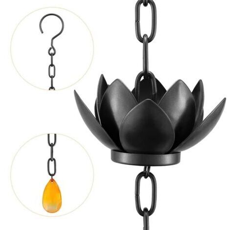 Catena raccogli-pioggia Lotus per grondaia, sostituzione grondaia, coppette di deviazione, decorazione per esterni