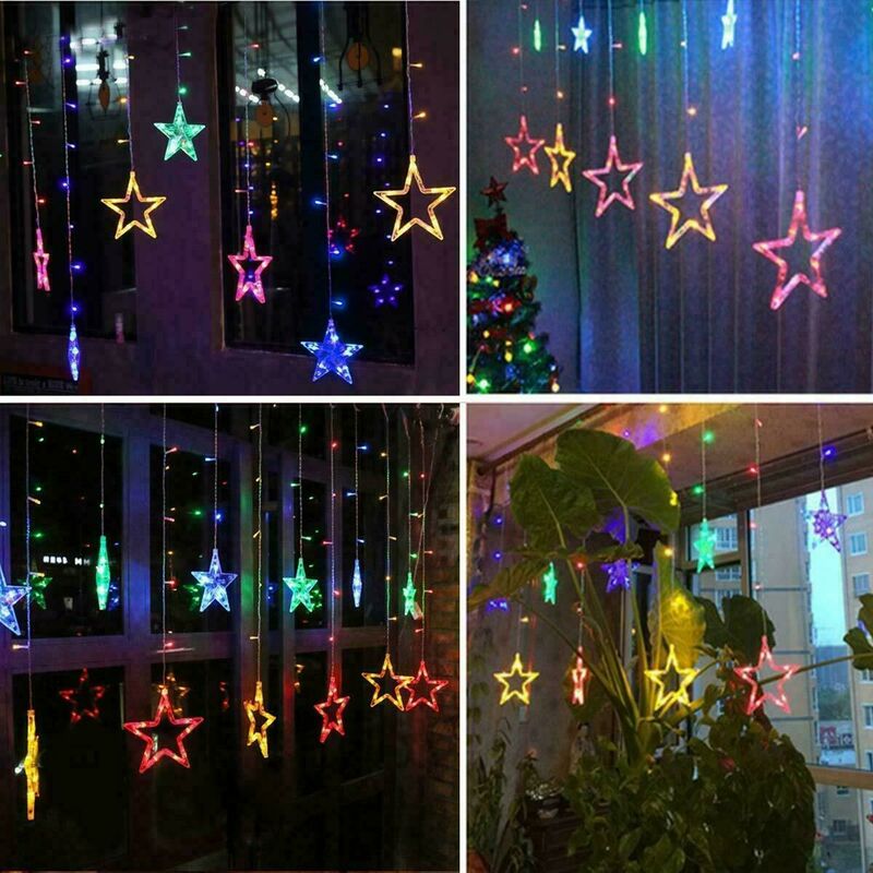 Image of Shopping In Rete - catena stella luminosa luce multicolor natale feste addobbi stelle luci led