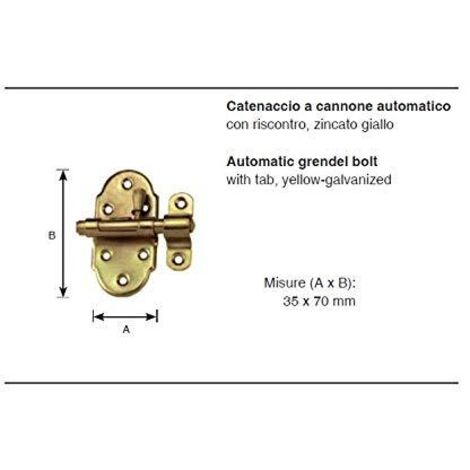 Catenaccio a cannone automatico 35 x 70 mm. - zincato giallo