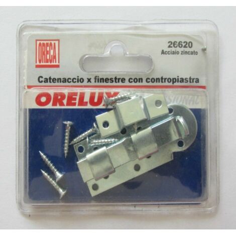 CATENACCIO A TRAVE PER FINESTRE 60MM - CON CONTROPIASTRA - IN FERRO ZINCATO