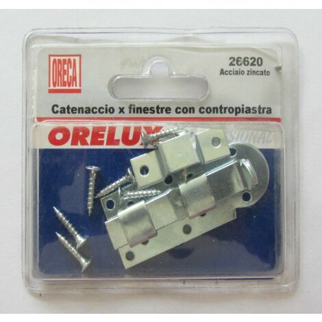 CATENACCIO A TRAVE PER FINESTRE 60MM - CON CONTROPIASTRA - IN FERRO ZINCATO