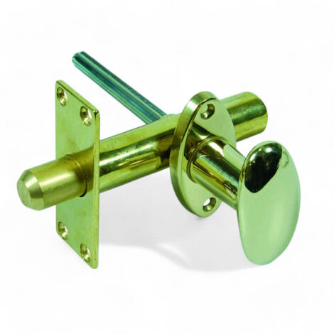 Catenaccio da infilare in ottone lucido con pistone scorrevole con diametro 15x26 mm azionato da martellina con asta a cremagliera