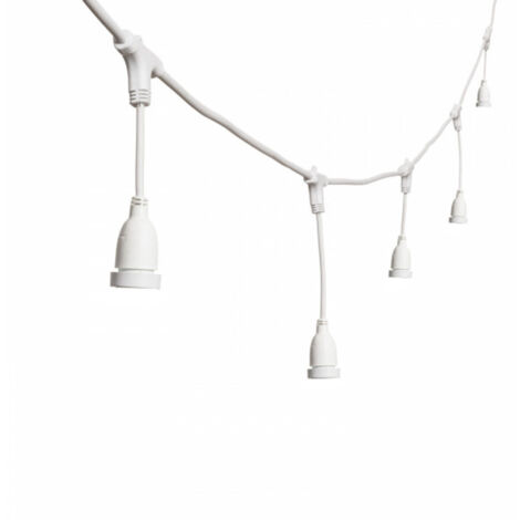 CATENARIA LUCI 10MT 10 PORTALAMPADE E27 BIANCA ALLUNGABILE IP44 INTERNO ESTERNO